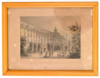 Ahrens: A bresaui egyetem acélmetszet / Die Universität in Breslau. Steel engraving. 16x12 cm Üvegezett keretben