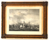 cca 1850 Philip Wouwerman festménye után készült metszet, üvegezett keretben, 31×42 cm