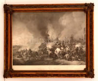 cca 1850 Philip Wouwerman festménye után készült metszet, üvegezett keretben, 31×42 cm