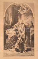 Benczúr Gyula (1844-1920): Szent István (Vajk) keresztelése. A Cs. K. Geográfiai Intézet heliogravúr, nyomt. a Műsokszorosító Egylet Bécsben, kiadta az O. Magy. Képzőművészeti Társulat. Papír, jelzett a dúcon (Benczúr Gyula,