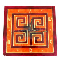 Festett üveg óra, kopott, jelzés és elem nélkül, 23×23 cm