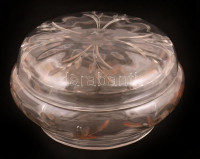 Cristal Nancy France üveg bonbonos doboz, kopásnyomokkal, d: 13 cm