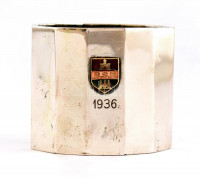 1936 Alpakka cigaretta tartó zománc BSE jelvénnyel 6 cm