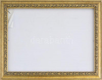 Díszes üvegezett fa képkeret, keret belső méret: 25,4x36,2 cm, kissé sérült