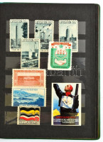 cca 1890-1967 kb. 80 db levélzáró és segédbélyeg, részben magyar, részben külföldi, több vásári, ital és sport témában. Kis méretű albumban.