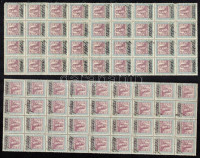 1924 10000K értékpapír forgalmi adóbélyeg 2 db ívtöredék, hajtva (összesen 72 db)