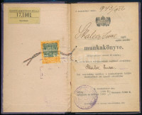 1926 Skalecz Imre géplakatos munkakönyve, hadiüzemi dolgozó