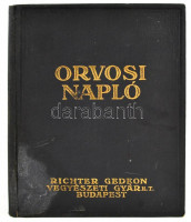 cca 1930 Orvosi napló, Richter Gedeon Vegyészeti Gyár Rt. Budapest, bejegyzésekkel