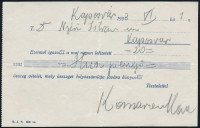 1933 Komáromi Manó Szepességi, Georgswaldi vászon- és damaszt-áru kereskedő, Ujpest (Újpest), fejléces megrendelőlap kaposvári állatorvos részére, hajtásnyommal + Komáromi Manó elismervény 20 pengő fizetésről