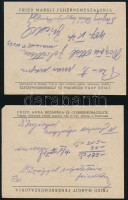 cca 1937 Fried Anna kézimunka- és gyermekruhaüzlete és Fried Margit fehérneműszalonja, Kaposvár,  3 db kézzel írt jegyzék fejléces papíron, hajtásnyommal