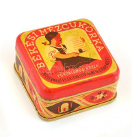 Békési Mézcukorka, Hangya szövetkezeti fém doboz, kis kopásnyomokkal, 7×7×3,5 cm