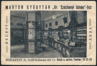 Budapest II. Marton gyógyszertár gróf Széchenyi Istvánhoz. receptboríték