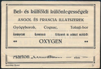 Budapest II. Marton gyógyszertár gróf Széchenyi Istvánhoz. receptboríték