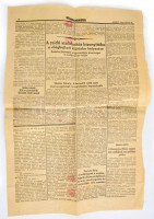 1939.I.28 Uj Magyarság lap 3. és 4. oldalból álló töredéke, 4. oldalon több zsidótörvénnyel kapcsolatos írással:  hajtásnyomokkal, apró szakadásokkal.