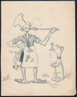 Tamás 1938 jelzéssel: Cserkész grafika. Megjelent. Ceruza, papír. Jelzett. 18x14 cm