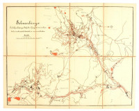 Selmecbánya, Szélakna, Stefultó és Pjerg átnézeti térképe, különös tekintettel a kutakra és vízvezetékekre, vászontérkép, 30,5×37,5 cm