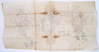 XIX. sz. Ulm erdélyi település telkeinek kézzel rajzolt térképe pausz papíron / Hand drawn map of Transylvanian village  70x40cm