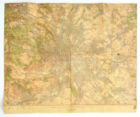 cca 1930-1940 Budapest és környéke, 1:75.000, M. Kir. Honvéd Térképészeti Intézet, hajtott, szakadással, 47x62 cm