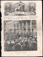 1915-1918 Vasárnapi Ujság 62. évfolyam 28. száma + 65. évfolyam 30. száma + cca 1940 Beazonosítatlan újság, hiányzó borítóval + 1910 Meggendorfer-Blätter c. újság 1017-es száma, német nyelven + cca 1914-1918 A Társaság c.