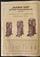 1932 Weiss Manfréd Acél- és Fémművei Rt. Globus '1932 kétaknás barnaszén kályha' termékismertető prospektusa, 4p
