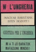 cca 1936 'Igazságot Magyarországnak' 4 db, részben olasz nyelvű röpcédula