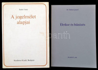 Vegyes jogi könyvtétel, 2 db: Szabó Imre: A jogelmélet alapjai. Bp.,1971, Akadémia. Kiadói egészvászon-kötés, kiadói papír védőborítóban. Dr. Molnár József: Életkor és bűnözés. Doktori disszertáció. Bp., 1996. Kiadói
