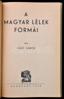 Lükő Gábor: A magyar lélek formái. Bp.,1942, Exodus,(Sylvester Rt.-ny.), 340 p.+XL(fekete-fehér)+4 (színes) t. Első kiadás. Ex libris-szel. Szövegközti illusztrációkkal. Átkötött egészvászon-kötés.