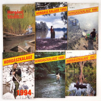 1984-1997 Horgászakalauz 14 kötete. (1984, 1986-1997) Bp., Népszava-Magyar Országos Horgász Szövetség. Kiadói papírkötés, változó állapotban, egy-két kopott borítóval, egy ismétlődéssel, de alapvetően jó állapotban.