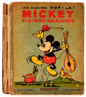 Mickey et le Prince  Malalapatte. Illustration d'Aprés Walt Disney. Texte de Madgeleine du Genestoux. Paris,(1935),Hachette,63+1 p. Az oldalszámozáson belül 4 színes kartontáblával, ezek közül egy épp, a többi sérült, hiányos.