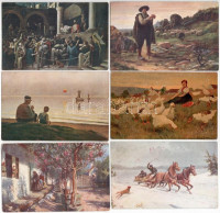 98 db RÉGI motívum képeslap: művész / 98 pre-1945 motive postcards: art