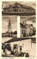 Alsónyék, Református iskola és templom, Községháza, Hangya fogyasztási szövetkezet üzlete és saját kiadása. Borgula felvétele + 1939 Alsónyék postai ügynökségi pecsét
