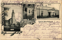 1908 Andocs, Mária-Andocs; Római katolikus templom, Szentkút, Iskola. Kiadja a Steegmüller fényirda. Art Nouveau, floral
