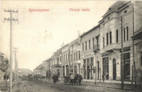 1909 Balassagyarmat, Fő utca, Barth Ignácné, lovaskocsi, rendőr