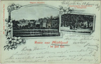 1900 Mühlgrub bei Bad Hall, Hager's Brauerei, Danzberger's Restauration und Gastgarten / brewery, restaurant and garden. Art Nouveau, floral (EK)