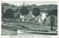 1931 Spitz an der Dunau (Wachau), Gasthof 'Zur Haltestelle Hinterhaus' / inn, hotel, castle, steamship