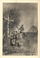 Imádkozzál és dolgozzál. Martineum RT. kiadása (Szombathely) / Hungarian boy scout art postcard s: Benkő L. (fl)