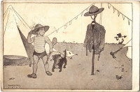 Helyettes parancsnok. R.M. Cserkészcsapatai / Hungarian boy scout art postcard s: Márton L. (EB)