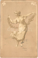 Flora. Nahe vor ein Licht halten / Art Nouveau erotic nude. Kosmos Kunstanstalt 209. hold to light litho (EK)