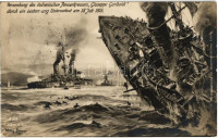 1915 Versenkung des italienischen Panzerkreuzers 'Giuseppe Garibaldi' durch ein oesterr.-ung. Unterseeboot / Az Olasz Királyi Haditengerészet 'Giuseppe Garibaldi' páncélos cirkáló elsüllyesztése osztrák-magyar tengeralattjáró által /