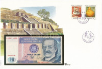 Peru 1987. 10I felbélyegzett borítékban, bélyegzéssel T:I Peru 1987. 10 Intis in envelope with stamp and cancellation C:UNC