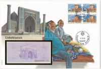 Üzbegisztán 1992. 5S felbélyegzett borítékban, bélyegzéssel T:I Uzbekistan 1992. 5 Sum in envelope with stamp and cancellation C:UNC