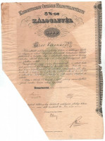1912. Budapest 'Kisbirtokosok Országos Földhitelintézete 5%-os záloslevél 1000K-ról' szárazpecséttel, T:III beszakadások, fo., hiányos, ázásnyom