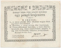 Rozsnyó 1849. július 16. 1kr 'Rozsnyó bánya város pénztári utalványa' T:III szép papírAdamo ROZ-1.1