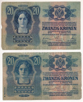 1913. 20K (2x) + 1914. 2K + 1917. 2K, mindegyik hamis 'Pécs - Baranya Köztársaság' felülbélyegzéssel (fake overprint) T:III,III-