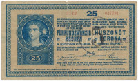1918. 25K '3142' 3mm, sima hátlappal, fekete '5' körbélyegzővel T:III- hajtás mentén szakadás