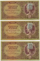1945. 10.000P 'MNB' bélyeggel (3x) sorszámkövetők T:I-,II