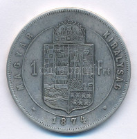 1874. 1Ft Ag 'Ferenc József / Középcímer' T:3 vésett fej, vésett címerAdamo M15