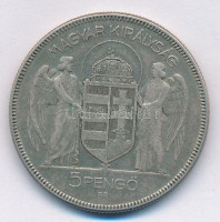 1930. 5P Ag 'Horthy jobbra' T:2- patina Adamo P8