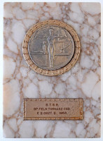 1953. 'B.T.S.B. BP.FELN.TORNÁSZ CSB. F. II.o. II. 1953.' ezüstözött Br emlékplakett (52x19mm) + ezüstözött Br emlékérem (50mm) márványtalapzaton (85x122x18mm) T:2 patina
