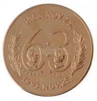 1993. 'Magyarország-Anglia 6:3 - 1953. Nov. 25.' aranyozott fém emlékérem tokban (42,5mm) T:1
